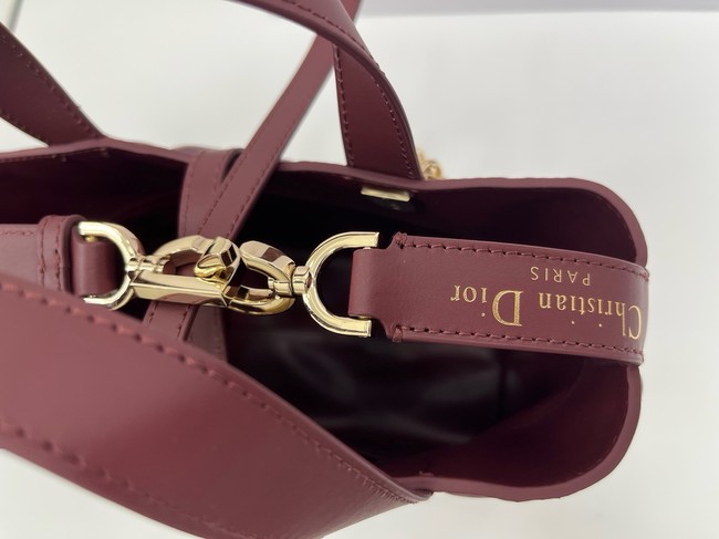Dior Toujours Vertical Nano Tote Bag Macrocannage Calfskin S6100O burgundy