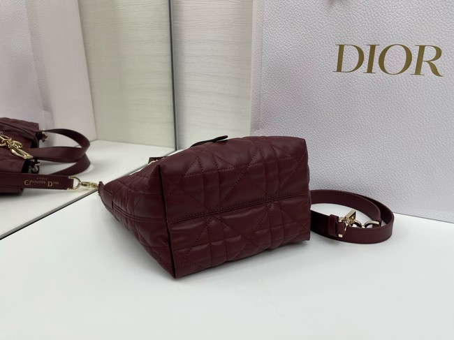 Dior Toujours Vertical Nano Tote Bag Macrocannage Calfskin S6100O burgundy