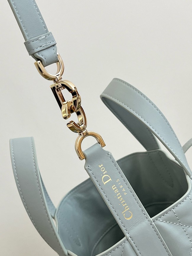 Dior Toujours Vertical Nano Tote Bag Macrocannage Calfskin S6100O light blue