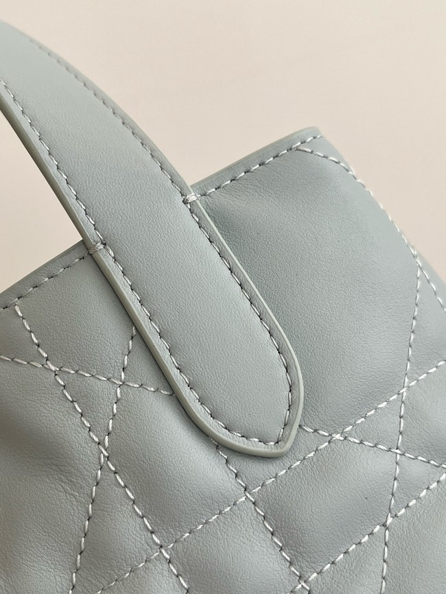 Dior Toujours Vertical Nano Tote Bag Macrocannage Calfskin S6100O light blue