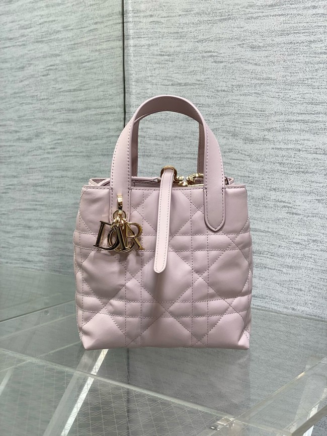 Dior Toujours Vertical Nano Tote Bag Macrocannage Calfskin S6100O light pink