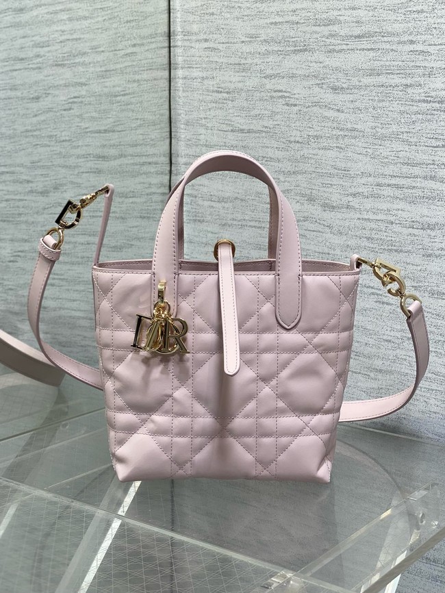 Dior Toujours Vertical Nano Tote Bag Macrocannage Calfskin S6100O light pink