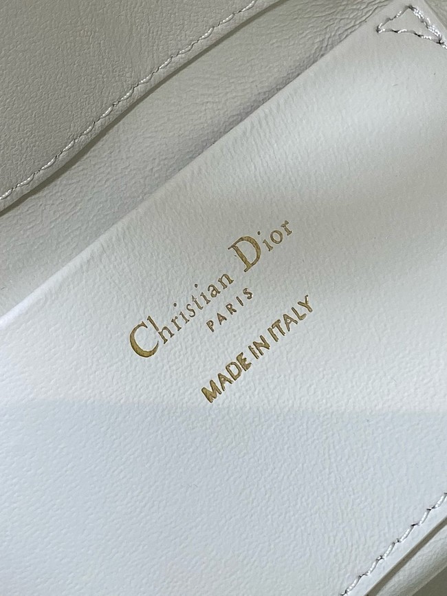 Dior Toujours Vertical Nano Tote Bag Macrocannage Calfskin S6100O white