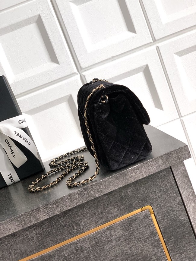 Chanel Mini Classic Handbag velvet AS1786 black
