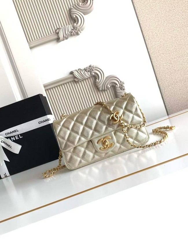CHANEL small Flap Bag AS5756 light gold