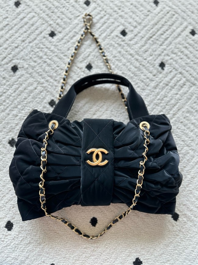 Chanel Bow bag Velvet-Effect Nylon AS5851 Black