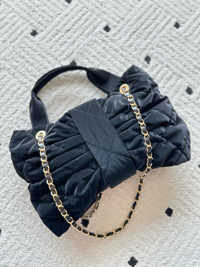 Chanel Bow bag Velvet-Effect Nylon AS5851 Black