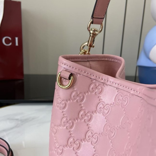 Gucci GG Emblem small bucket bag 815118 pink