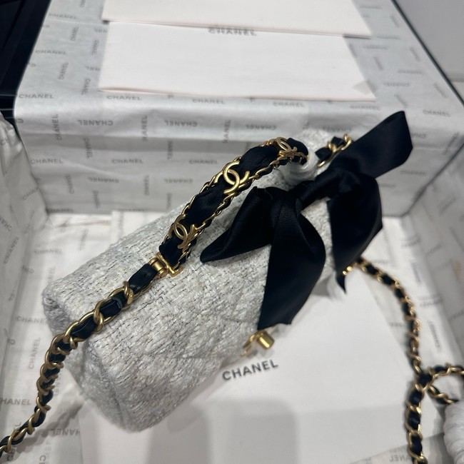 CHANEL Mini Flap Bag with Top Handle AS5875 White & Black