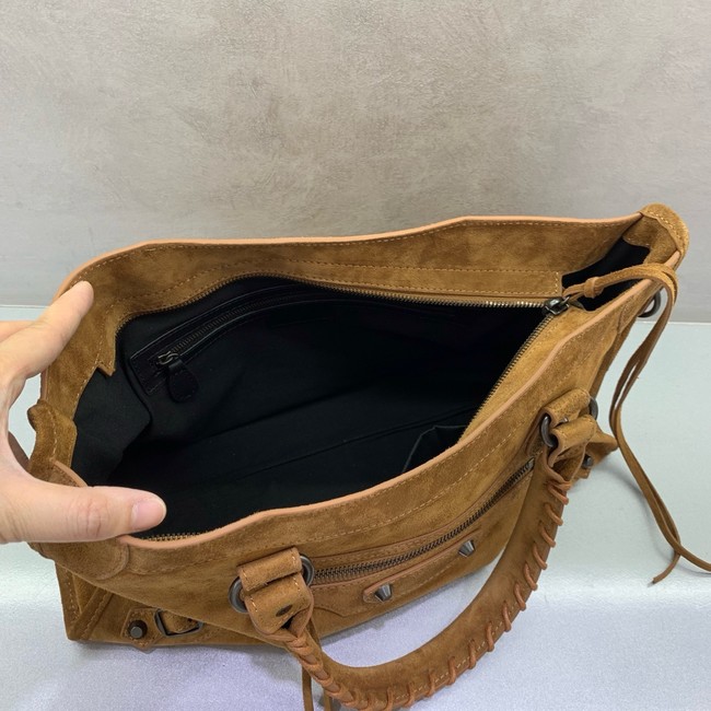 Balenciaga Le City medium suede tote bag 230582 camel