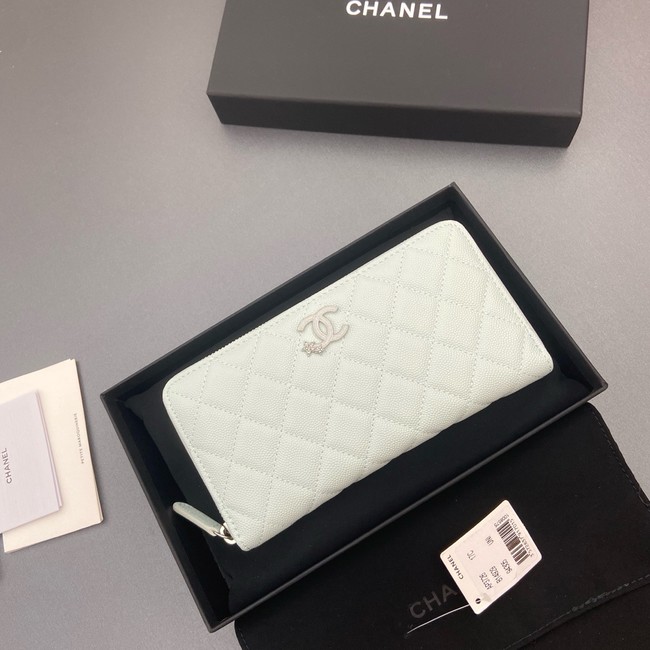 Chanel Classic Zipped Wallet 3726 light blue