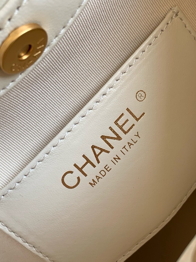 CHANEL Hobo Bag Lambskin AS6010 white