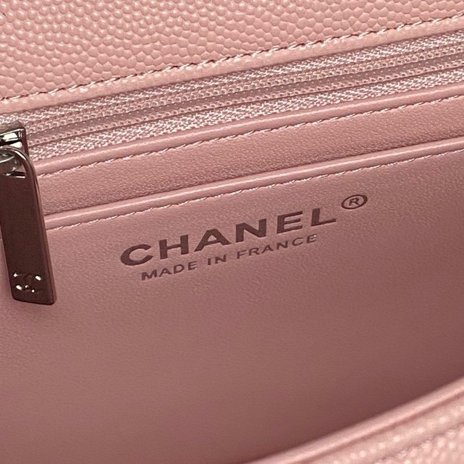 CHANEL Mini Flap Bag with Top Handle AS5702 pink&Silver Metal
