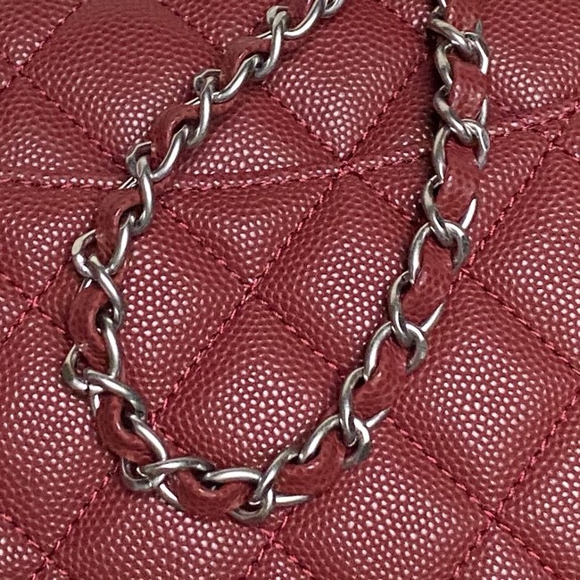 CHANEL Mini Flap Bag with Top Handle AS5702 red&Silver Metal