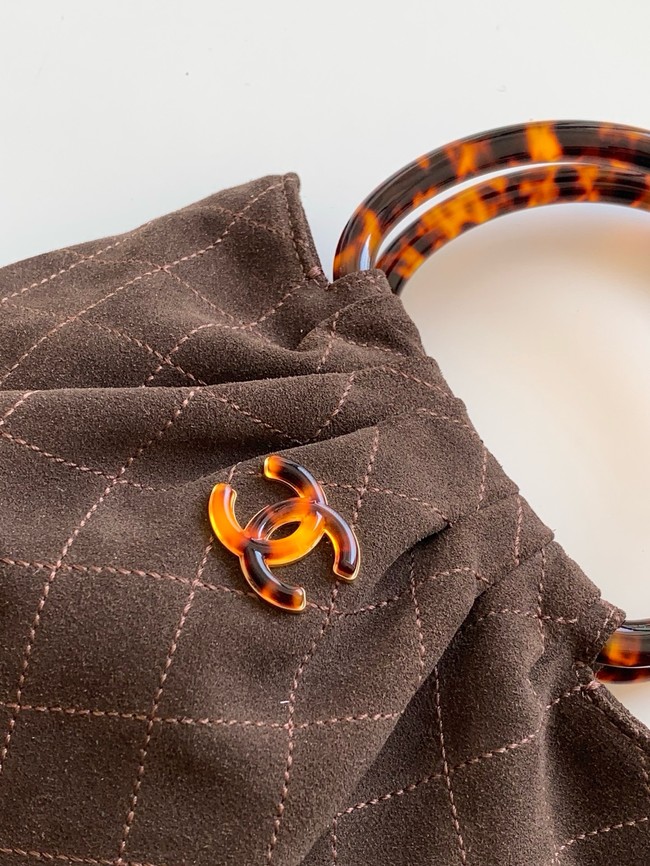 CHANEL Suede Small Hobo Bag AS6022 dark brown