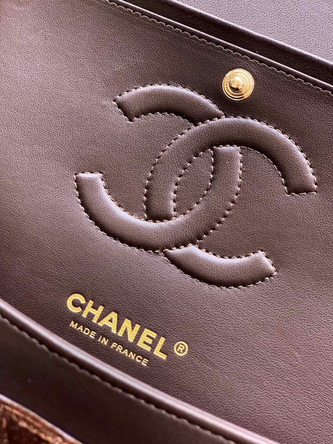 CHANEL Classic 11.12 Handbag velvet A01112 Coffee