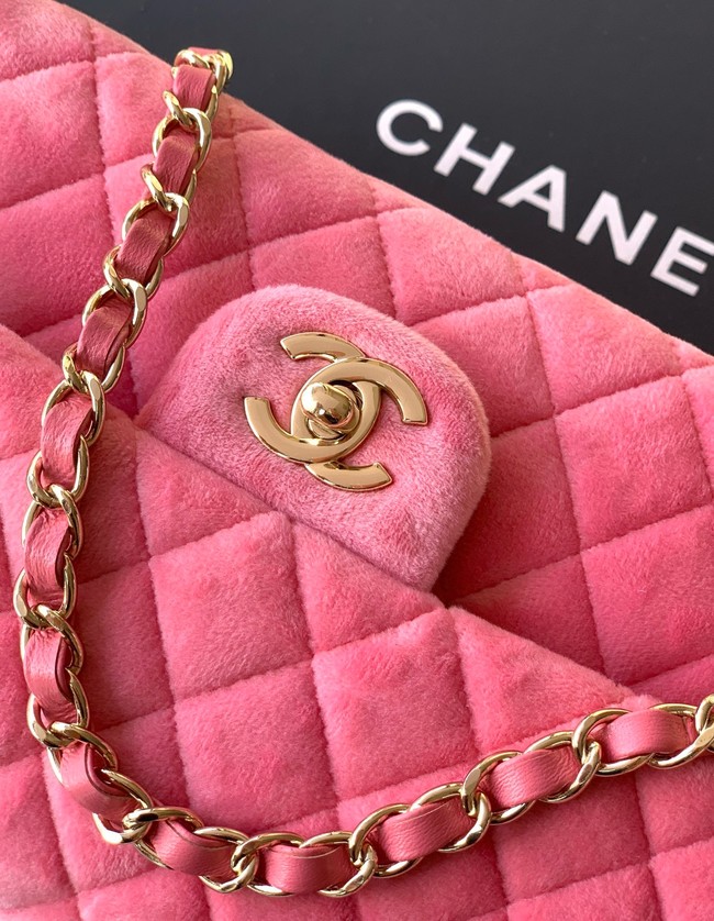 CHANEL Classic 11.12 Handbag velvet A01112 pink