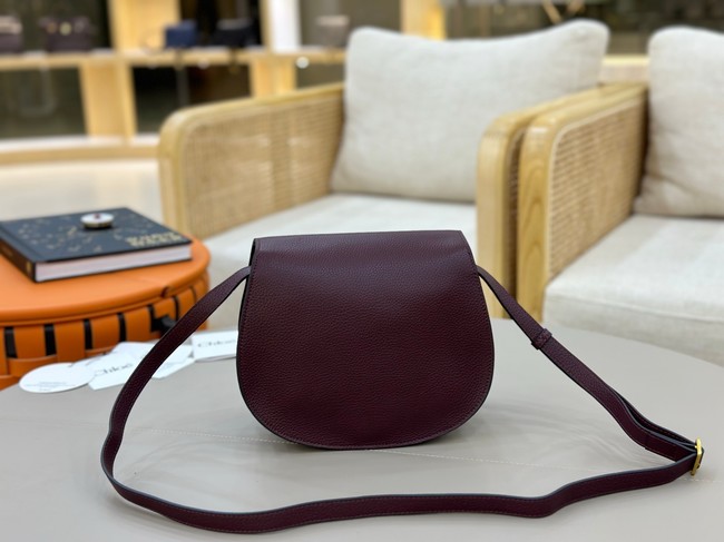 Chloe Grained Calfskin MARCIE saddle bag 31054 burgundy