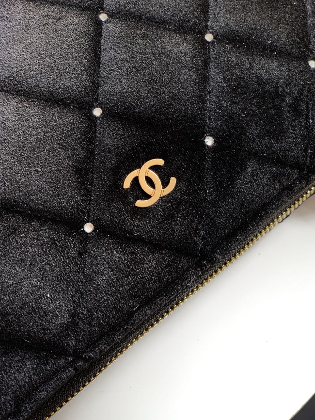 CHANEL velvet Shoulder Bags AP4861 black