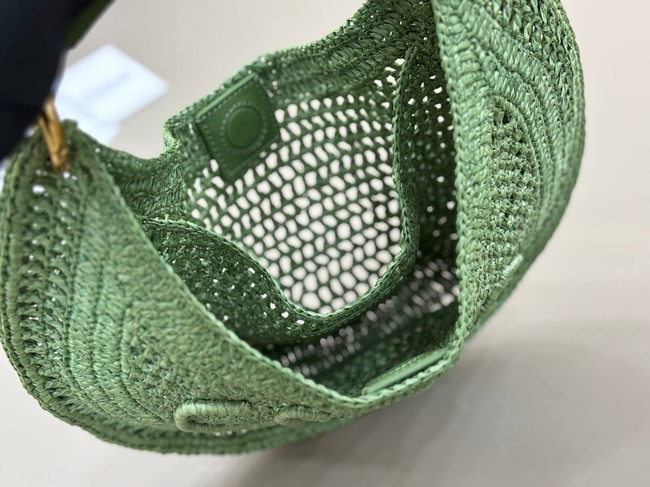 Chloe SUMMER straw and leather tote bag 1668 green