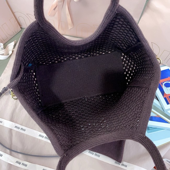 MIUMIU woven tote bag 5GB281 dark brown