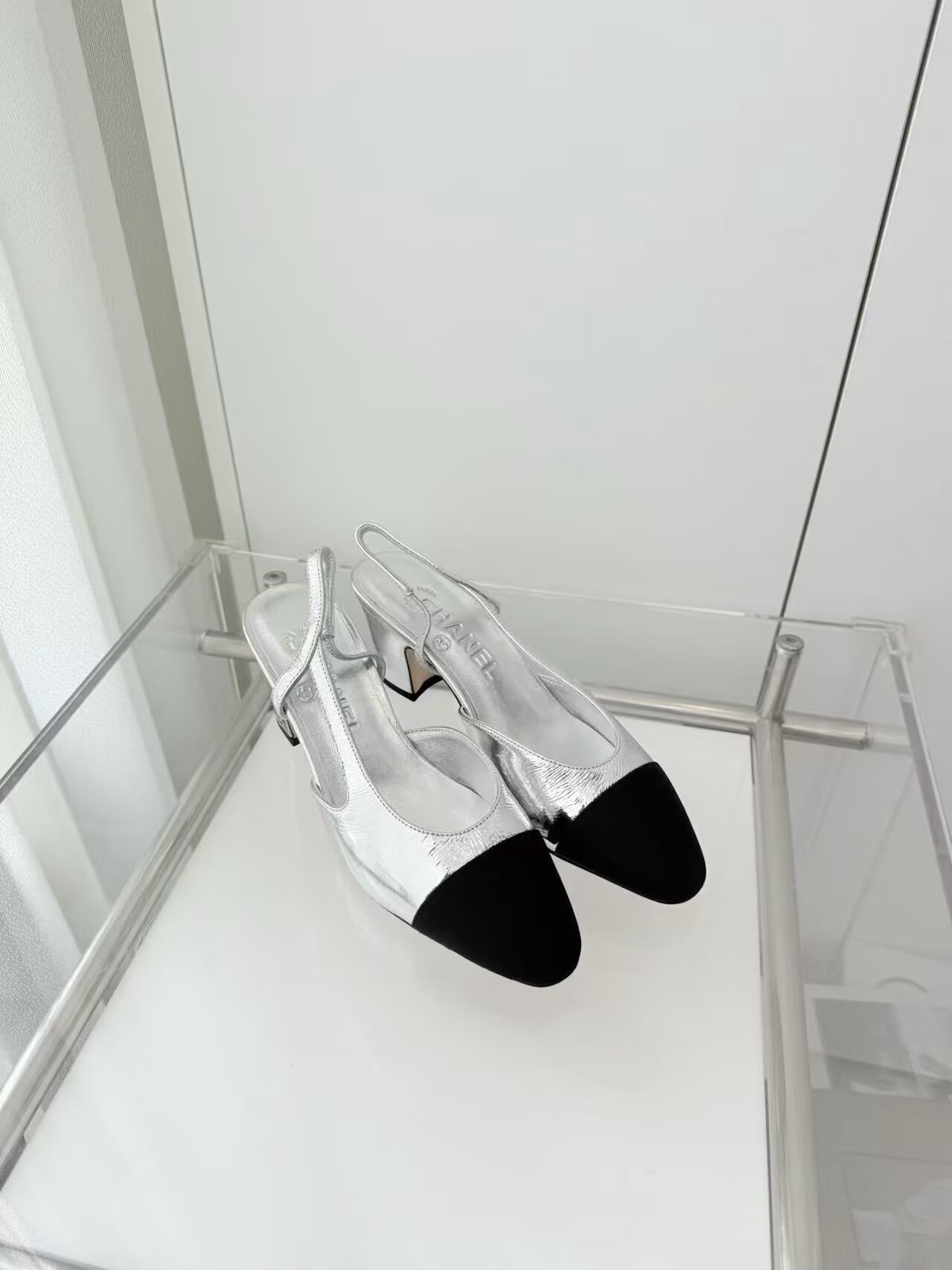 Chanel Sandals Calfskin Shoes 6.5CM Heels 63013 Silver