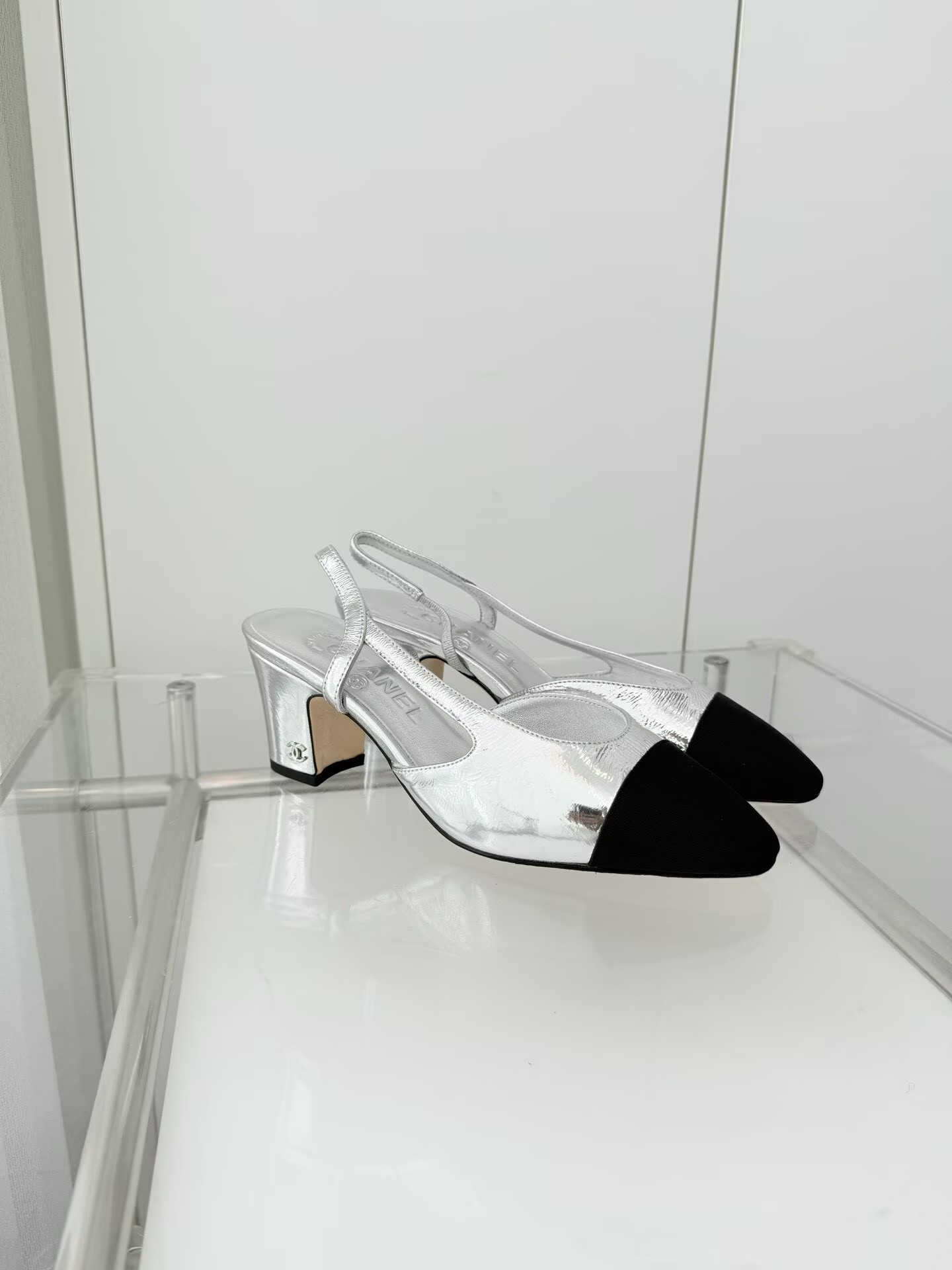 Chanel Sandals Calfskin Shoes 6.5CM Heels 63013 Silver