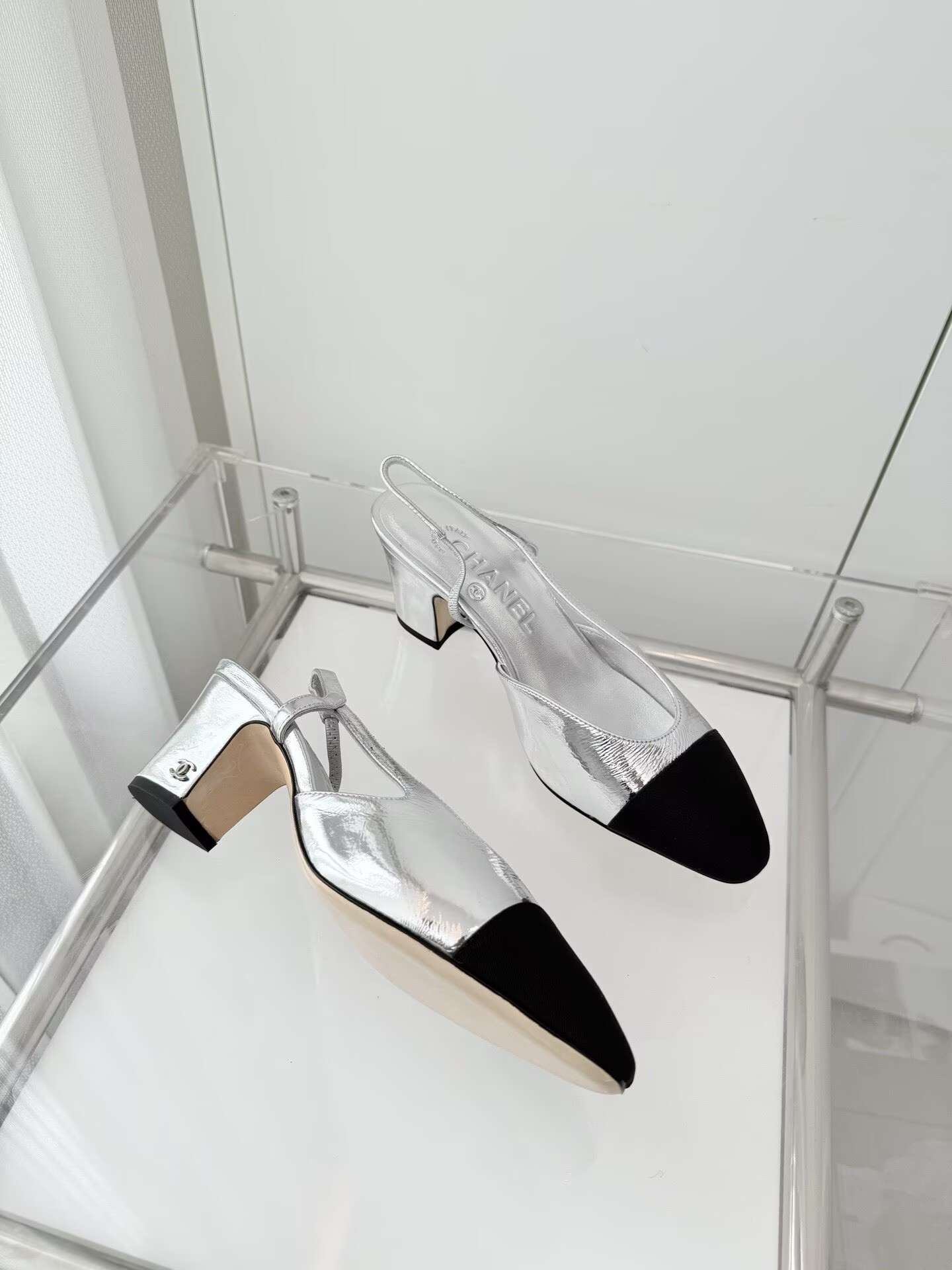 Chanel Sandals Calfskin Shoes 6.5CM Heels 63013 Silver