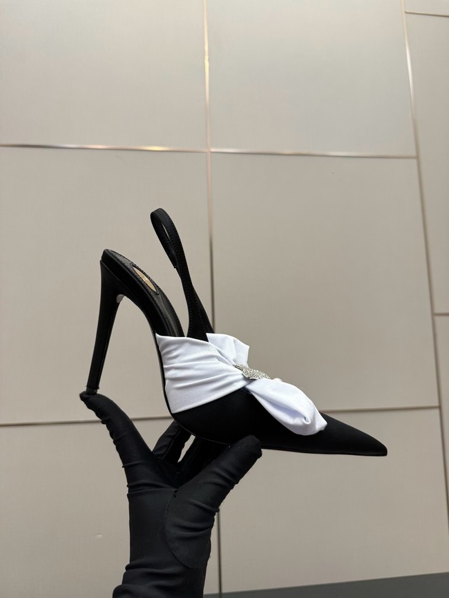 Saint Laurent AMALIA slingback pumps in satin crepe Heel 10.5CM 55726-1