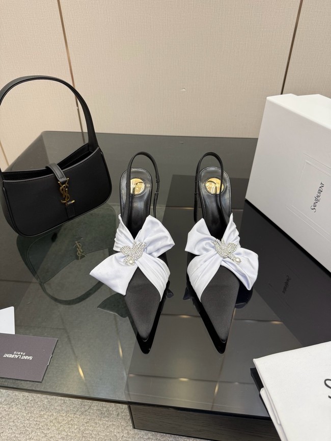Saint Laurent AMALIA slingback pumps in satin crepe Heel 10.5CM 55726-1