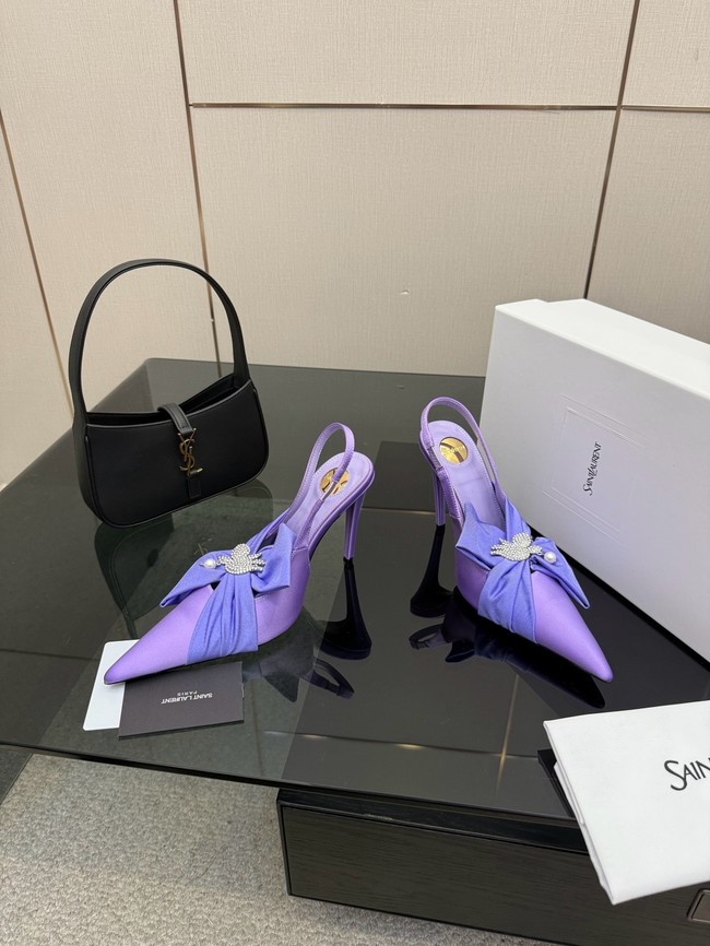 Saint Laurent AMALIA slingback pumps in satin crepe Heel 10.5CM 55726-11