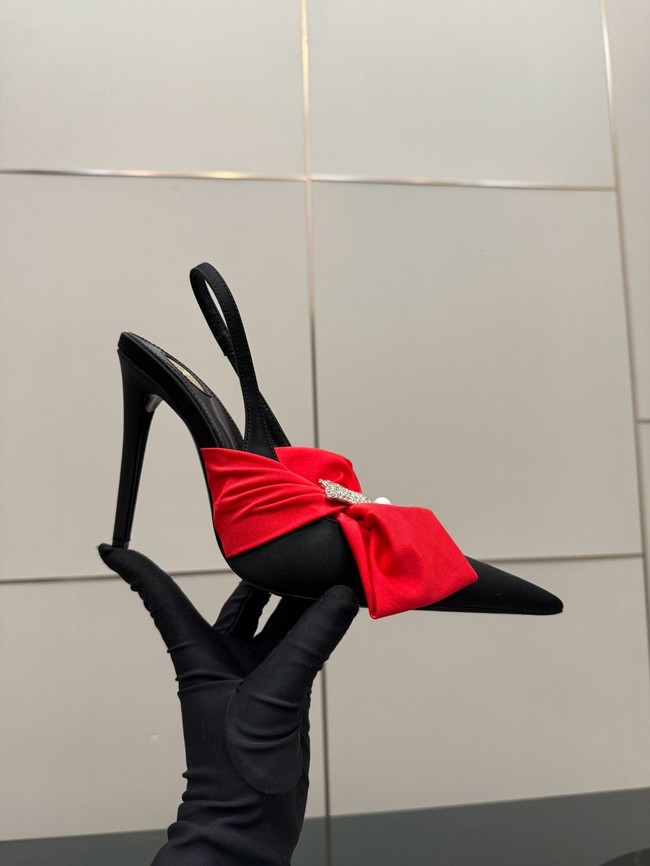 Saint Laurent AMALIA slingback pumps in satin crepe Heel 10.5CM 55726-3