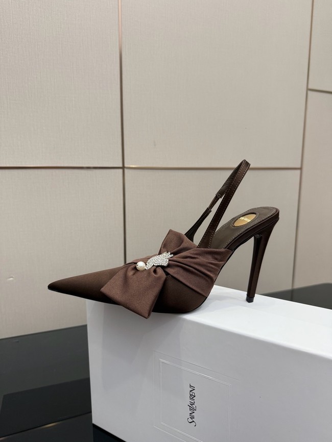 Saint Laurent AMALIA slingback pumps in satin crepe Heel 10.5CM 55726-5