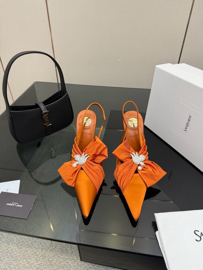 Saint Laurent AMALIA slingback pumps in satin crepe Heel 10.5CM 55726-9
