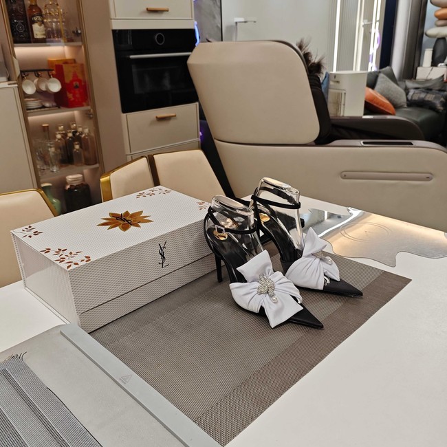 Saint Laurent AMALIA slingback pumps in satin crepe Heel 10.5CM 35964-10