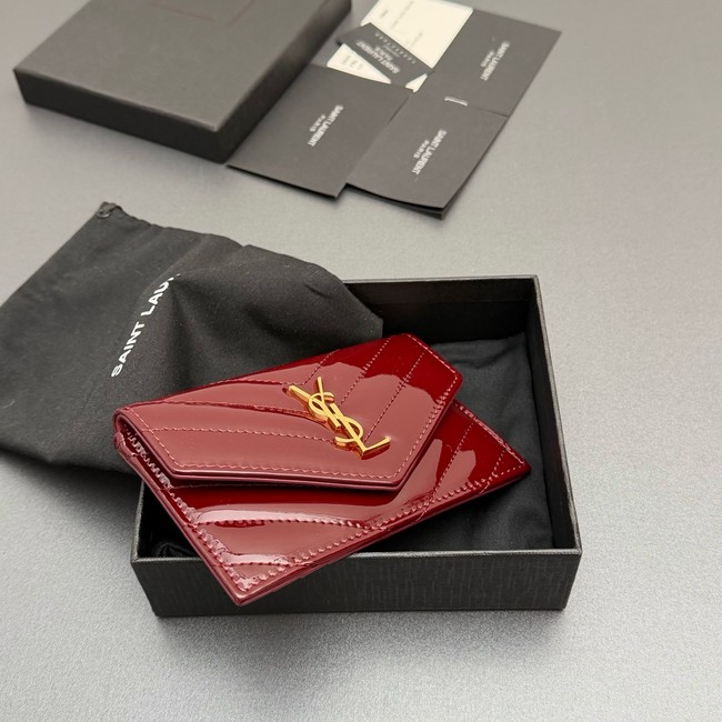 SAINT LAURENT UPTOWN FLAP CARD CASE IN GRAIN DE POUDRE LEATHER 612808-3