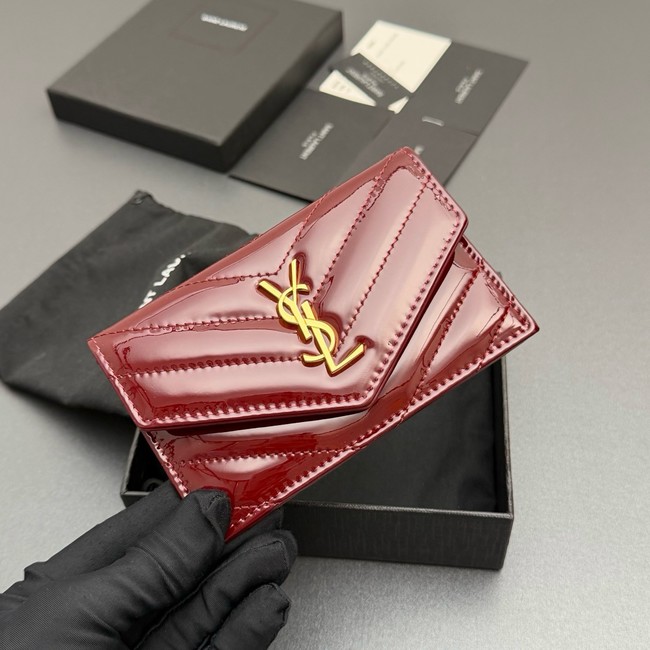 SAINT LAURENT UPTOWN FLAP CARD CASE IN GRAIN DE POUDRE LEATHER 612808-3