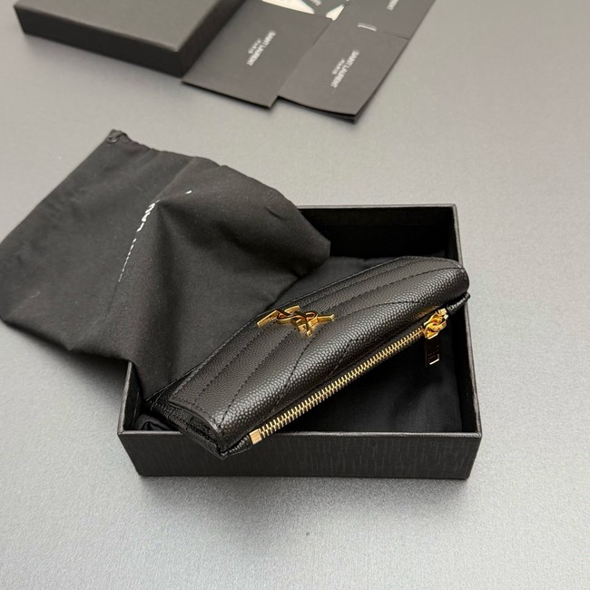 SAINT LAURENT UPTOWN FLAP CARD CASE IN GRAIN DE POUDRE LEATHER 612808-4