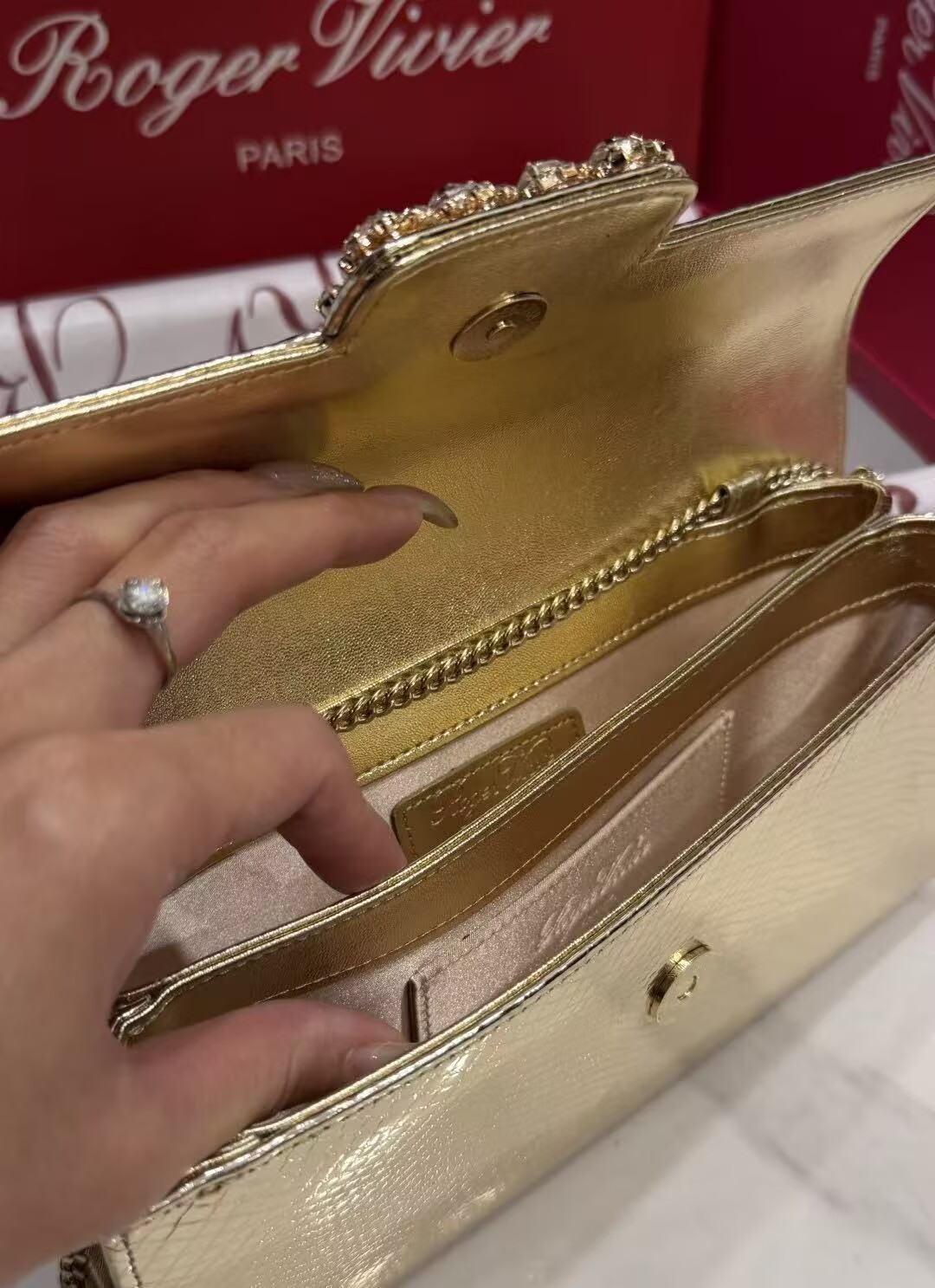 Roger Vivier Clutch Handbag V30260 Gold