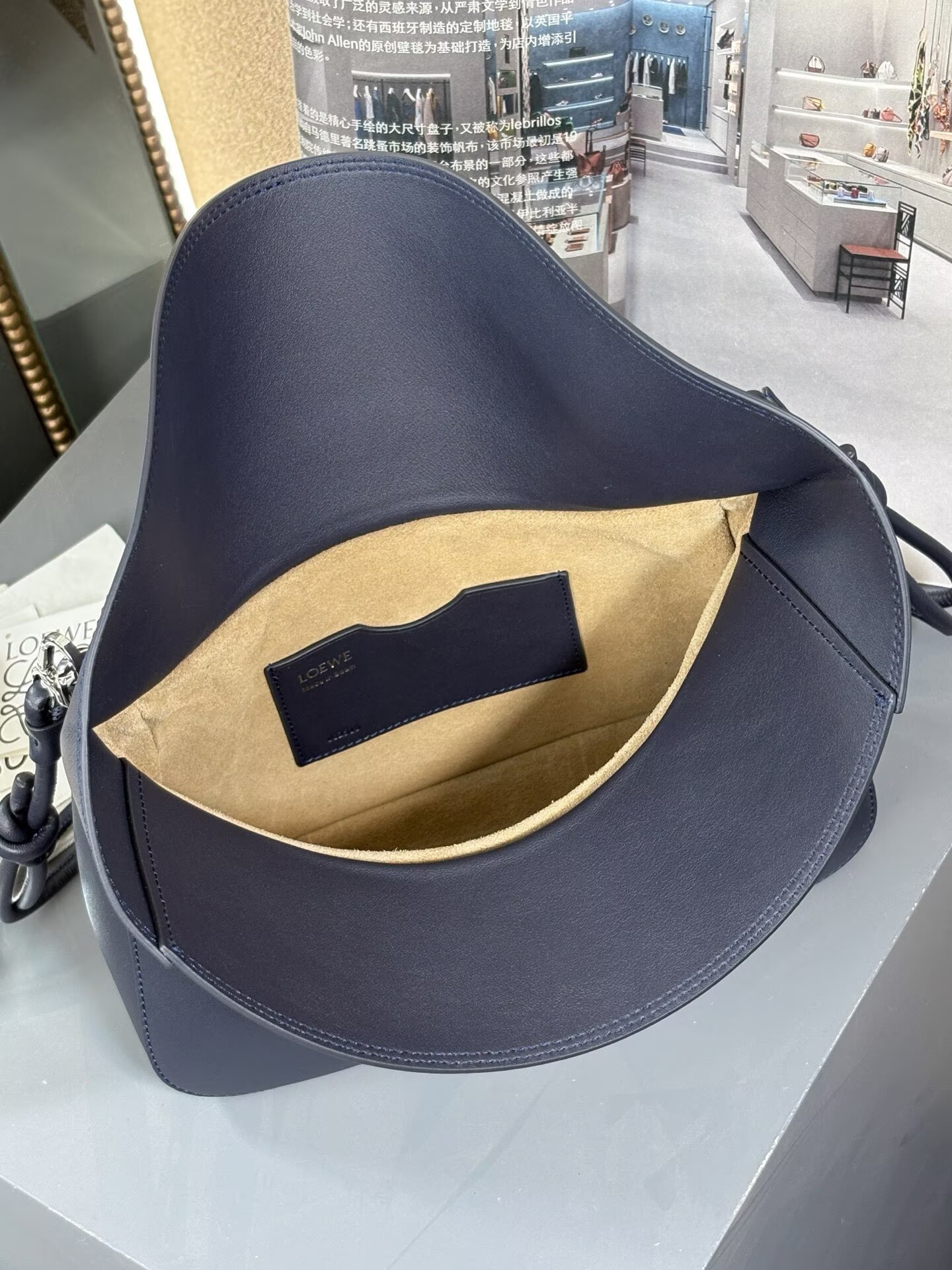 Loewe Ola Original Leather Fashion Handbag L53012 Navy