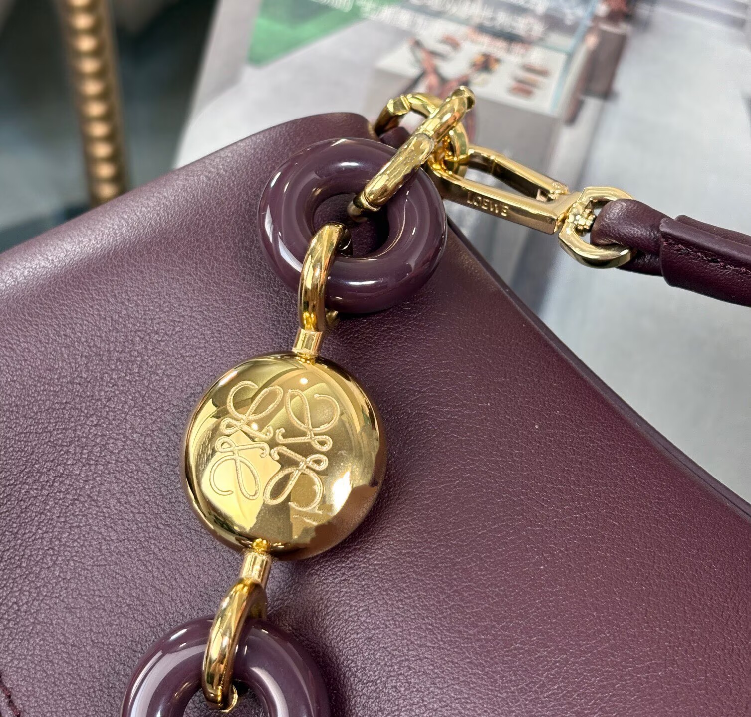 Loewe Ola Original Leather Fashion Handbag L53012 Wine