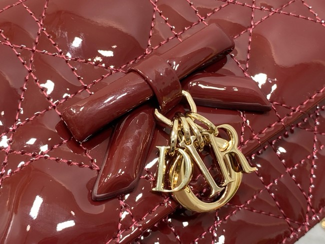My Dior Mini Bag Cannage patent leather S0984PU wine red