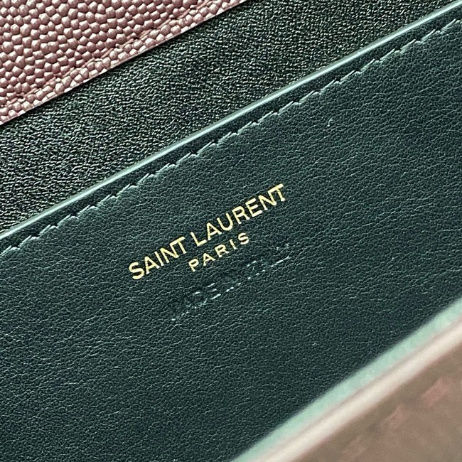 SAINT LAURENT KATE clutch in grain de poudre leather 851921 ROUGE CABERNET