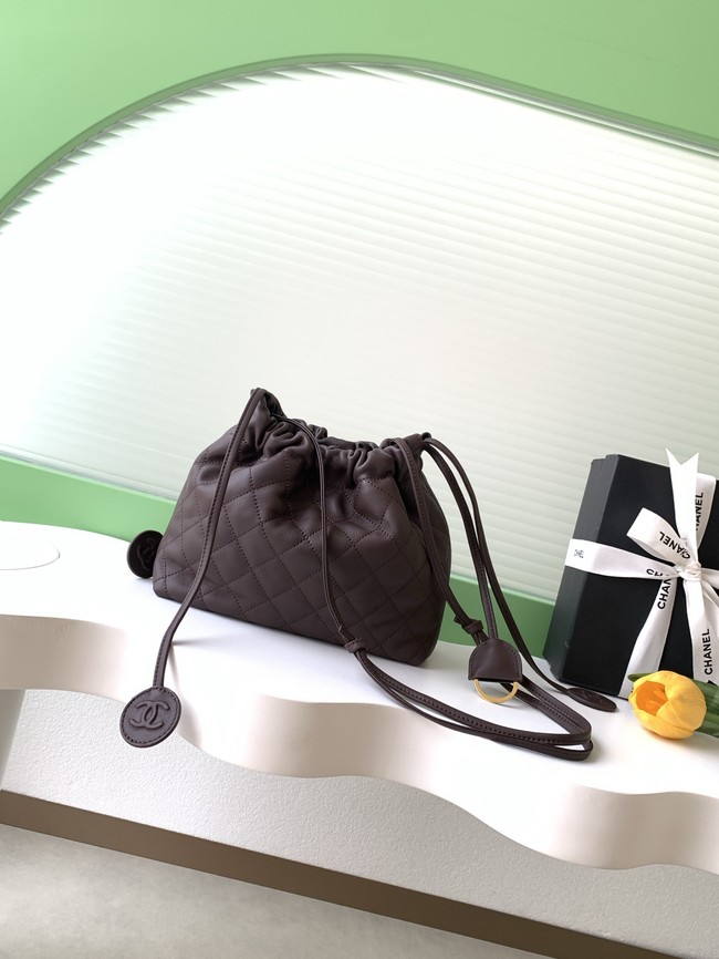 Chanel Lambskin Hobo Bag AS5227 dark brown