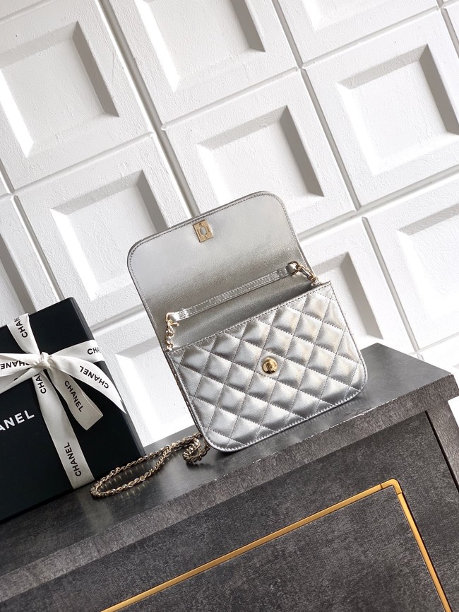 Chanel Mini Flap Bag with Top Handle AS5984 silver
