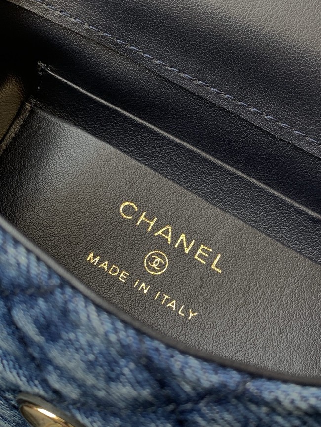 Chanel nano Flap Bag with Top Handle AS4244 denim blue