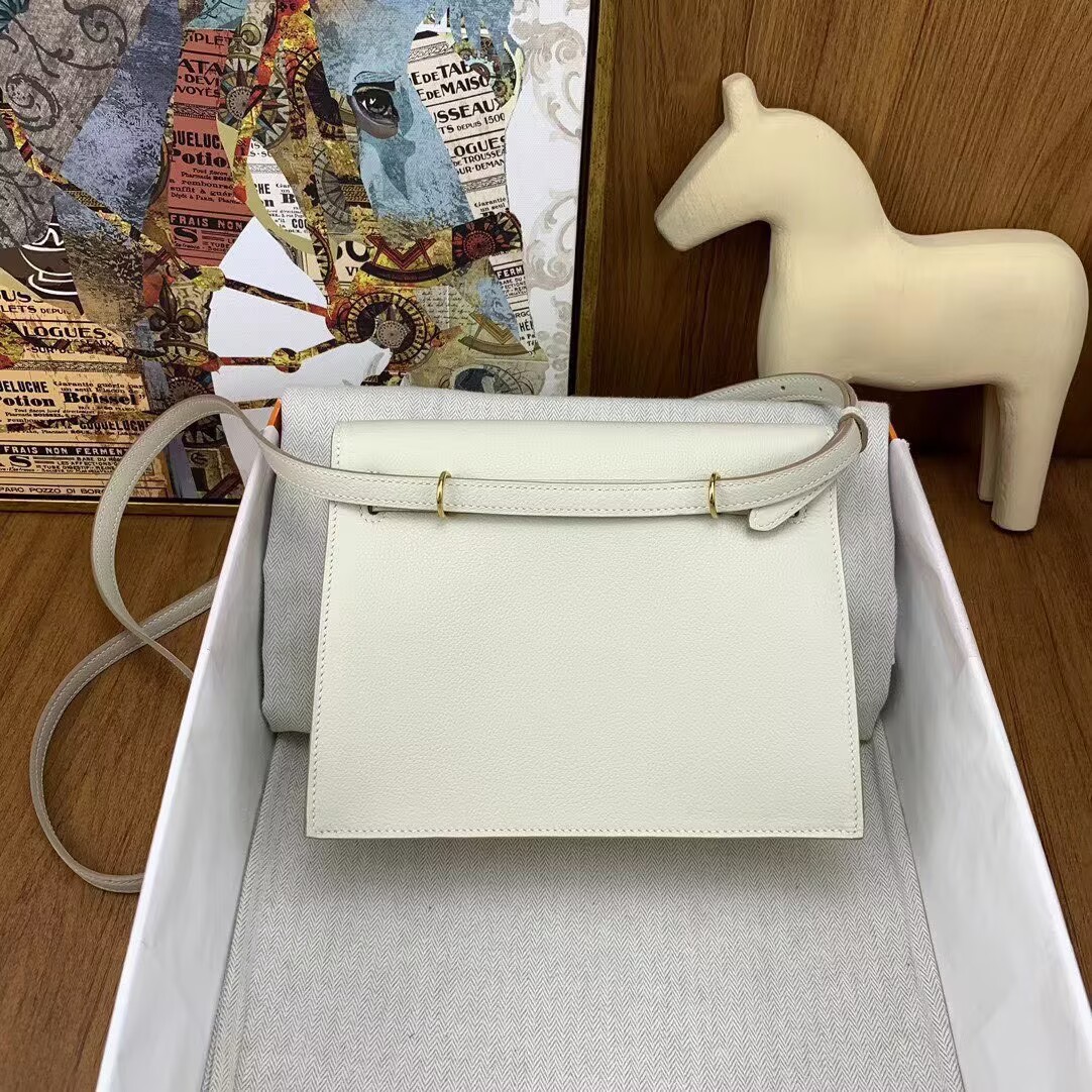 Hermes Kelly Danse Original Evercolor Leather 22CM KL22 Cream Gold-Tone