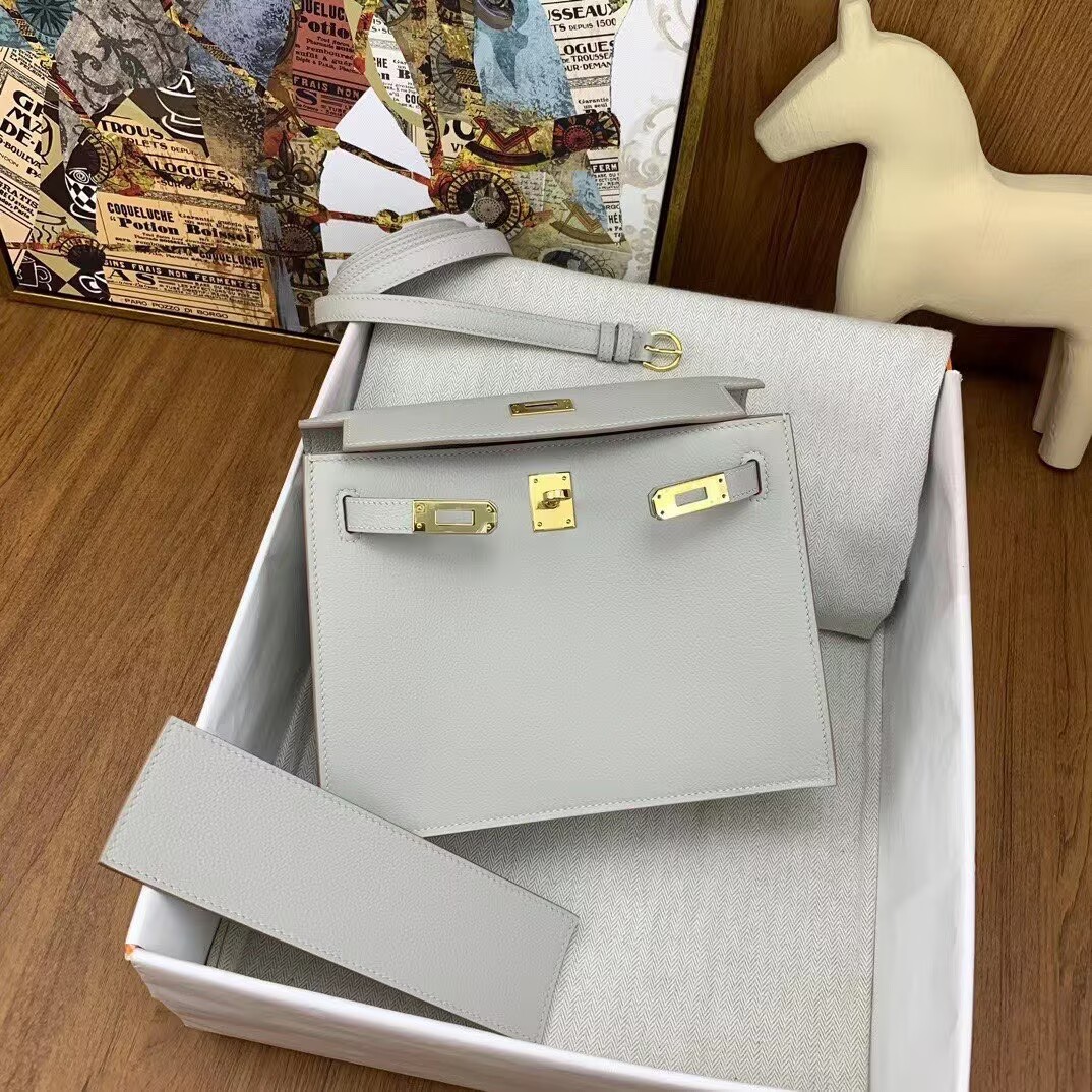 Hermes Kelly Danse Original Evercolor Leather 22CM KL22 Light Gold-Tone