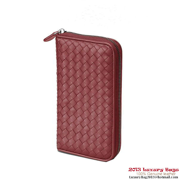 Bottega Veneta 114076 V4651 6100 Intrecciato VN Zip Around Wallet Garnet