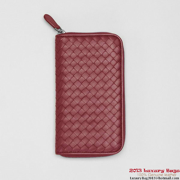 Bottega Veneta 114076 V4651 6100 Intrecciato VN Zip Around Wallet Garnet Bottega Veneta 114076 V4651 6100 Intrecciato VN Zip Around Wallet Garnet
